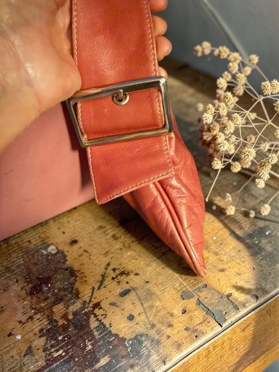 Vintage 90s Y2K Jenny VERA PELLE made in ITALY Pink Leather Hobo Bag - Picture 6 of 16